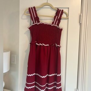 ShopJuliet Red smocked mini dress